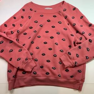 dollskill red sweatshirt crew neck lip service